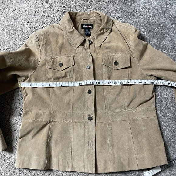 Style & Co light brownTan Suede Leather Jacket Women's Size‎ XL - Picture 9 of 11